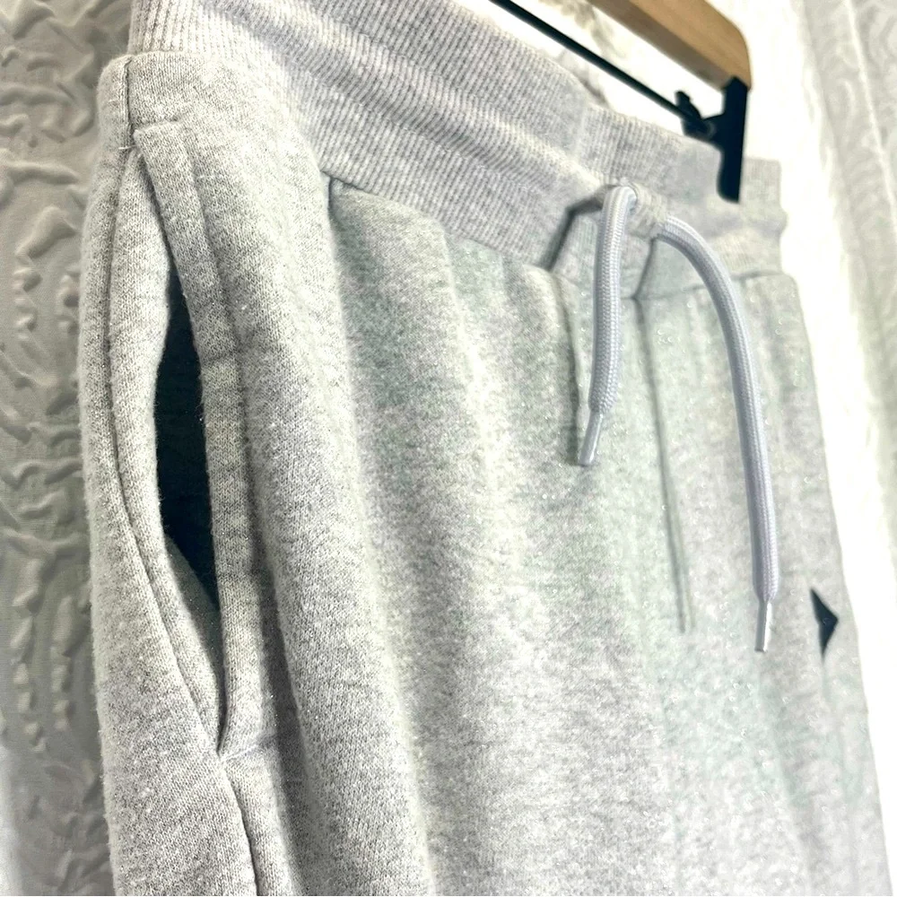 Converse Girls XL 14/16 Gray Silver Sparkle Fleece Jogger Sweatpants Logo